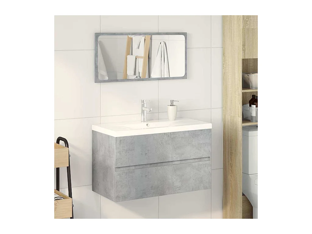 Set di mobili da bagno 3 pezzi grigio cemento