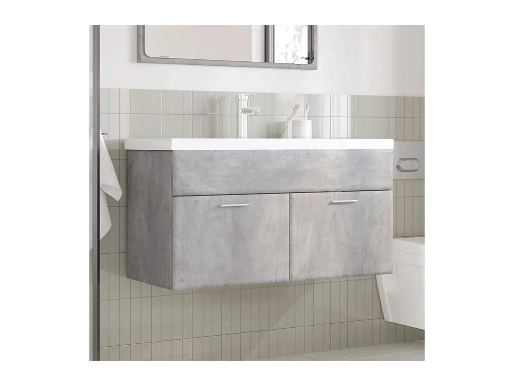 Mobile lavabo da bagno con vasca integrata in cemento grigio