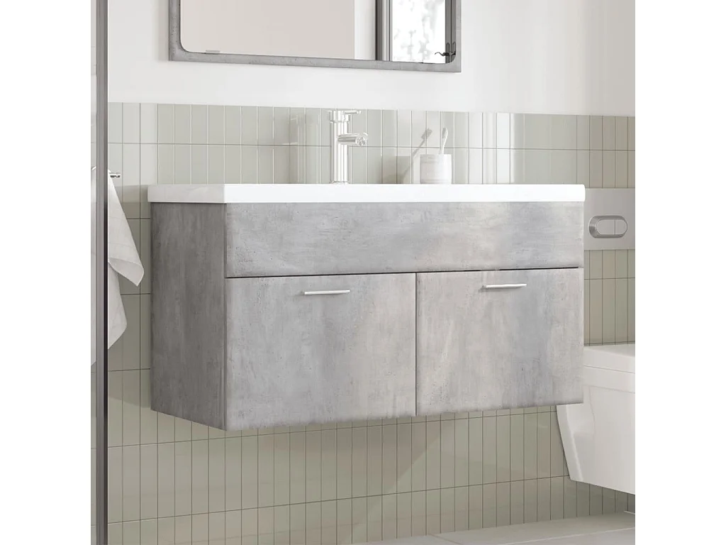 Armoire lavabo de salle de bain avec bassin intégré gris béton