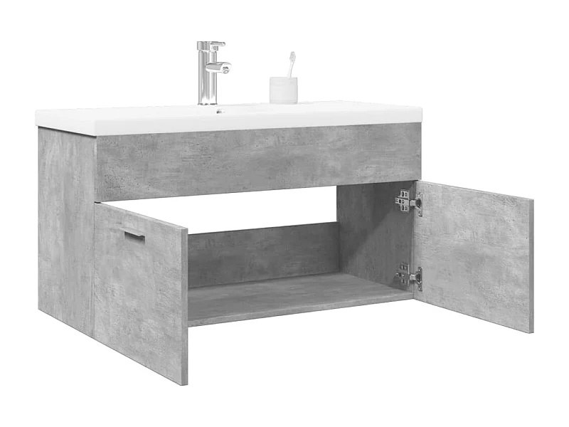 Armoire lavabo de salle de bain avec bassin intégré gris béton