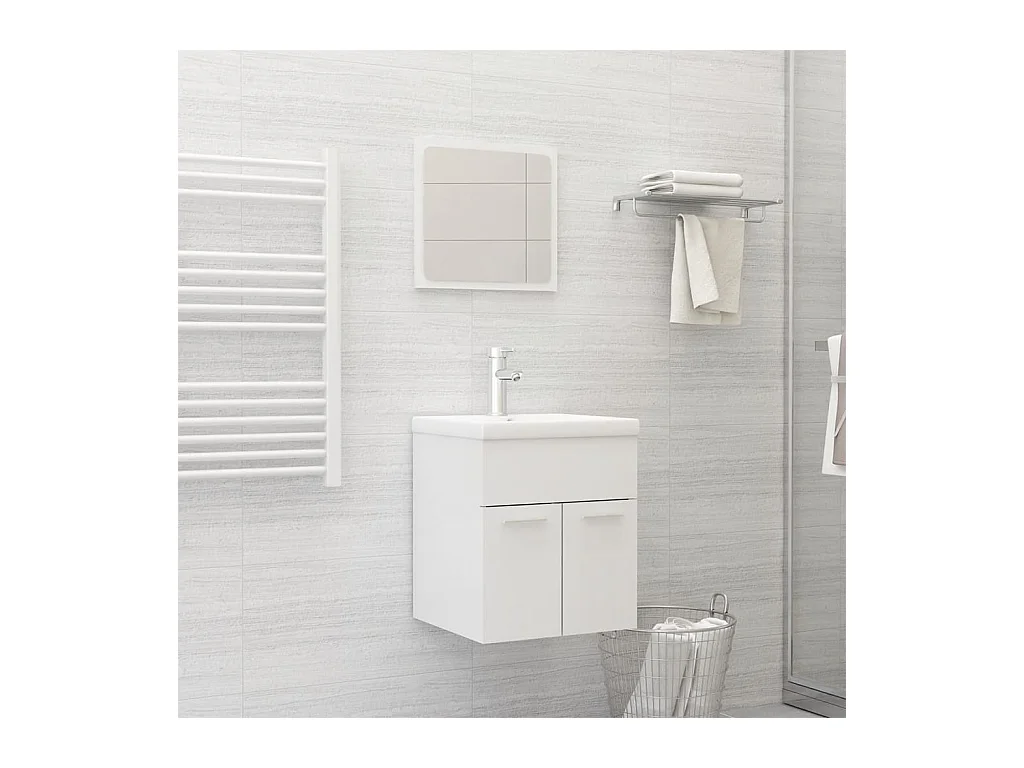Conjunto de muebles de baño de aglomerado blanco brillo