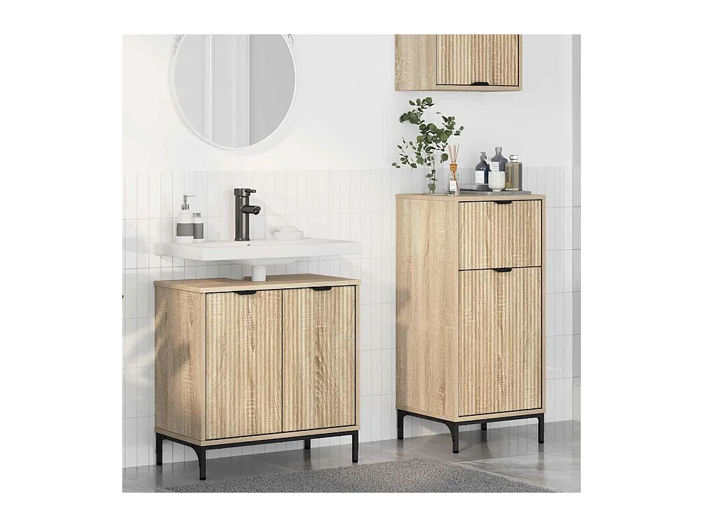 Set di mobili da bagno a quadri 2 pezzi Sonoma Oak