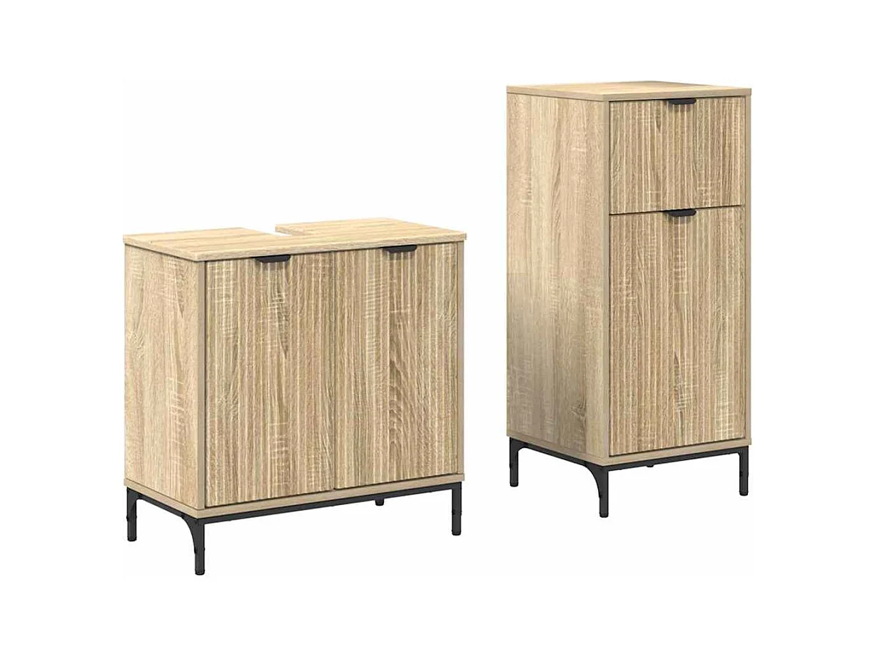 Set di mobili da bagno a quadri 2 pezzi Sonoma Oak