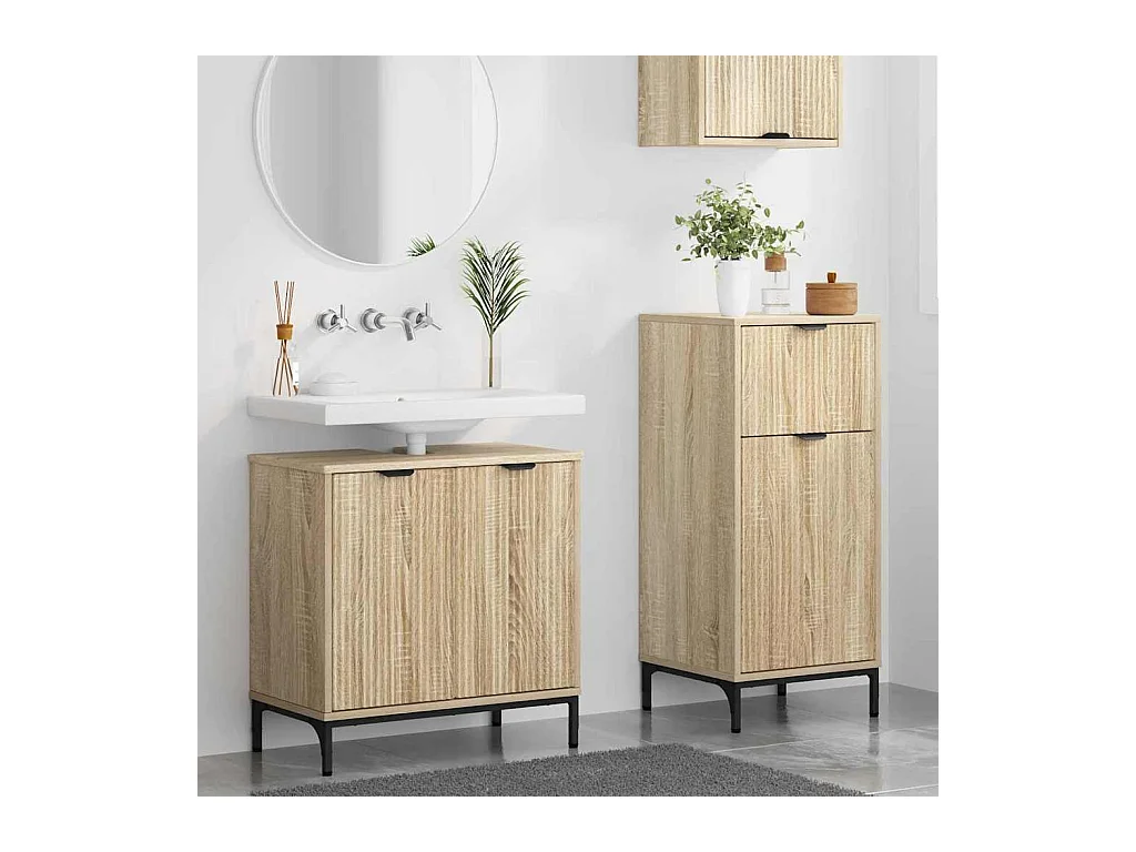 Set di mobili da bagno a quadri 2 pezzi Sonoma Oak