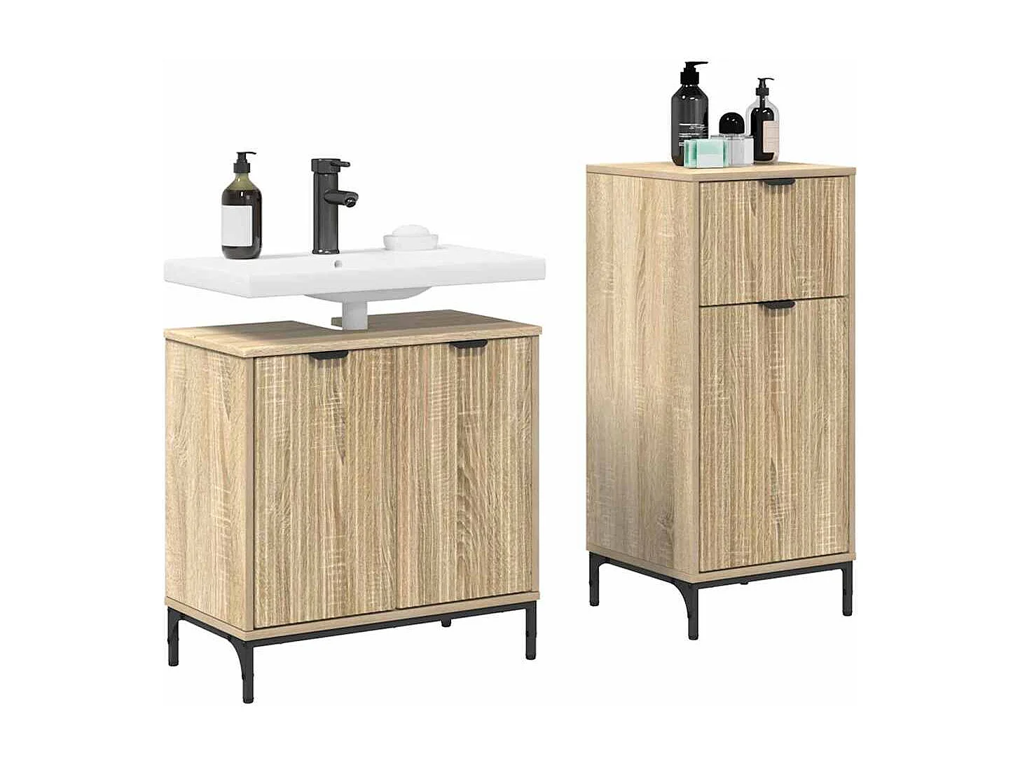 Set di mobili da bagno a quadri 2 pezzi Sonoma Oak