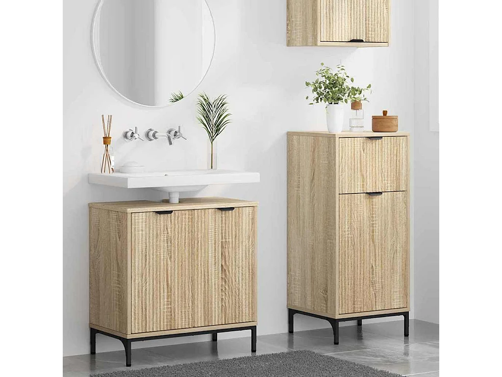 Set di mobili da bagno a quadri 2 pezzi Sonoma Oak