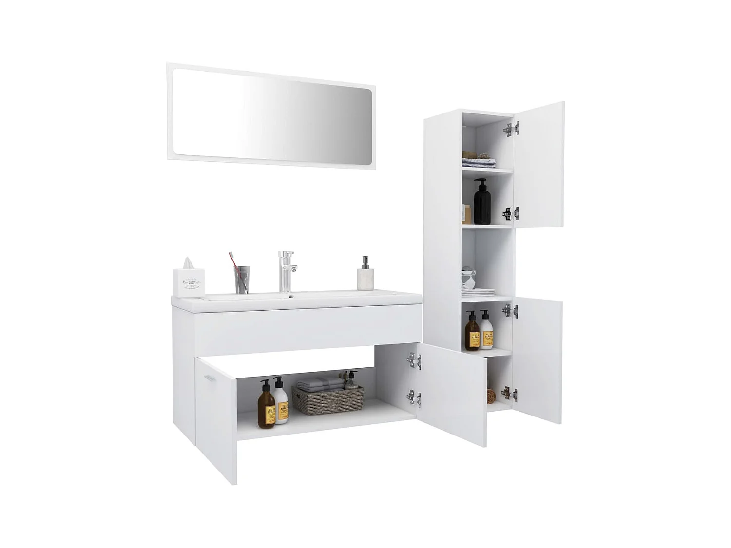 Conjunto de muebles de baño de aglomerado blanco