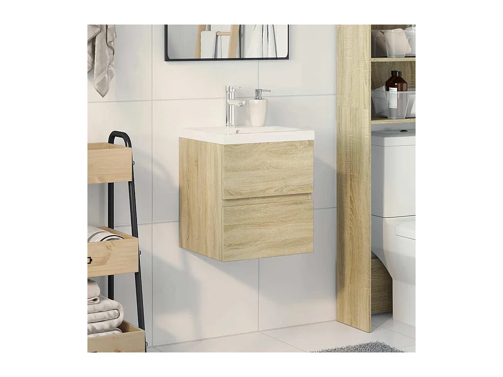 Ensemble de meubles de salle de bain 2 pcs chêne sonoma