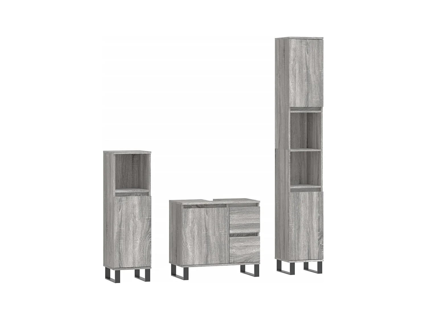 Ensemble de meubles de salle de bain 3 pcs Sonoma gris