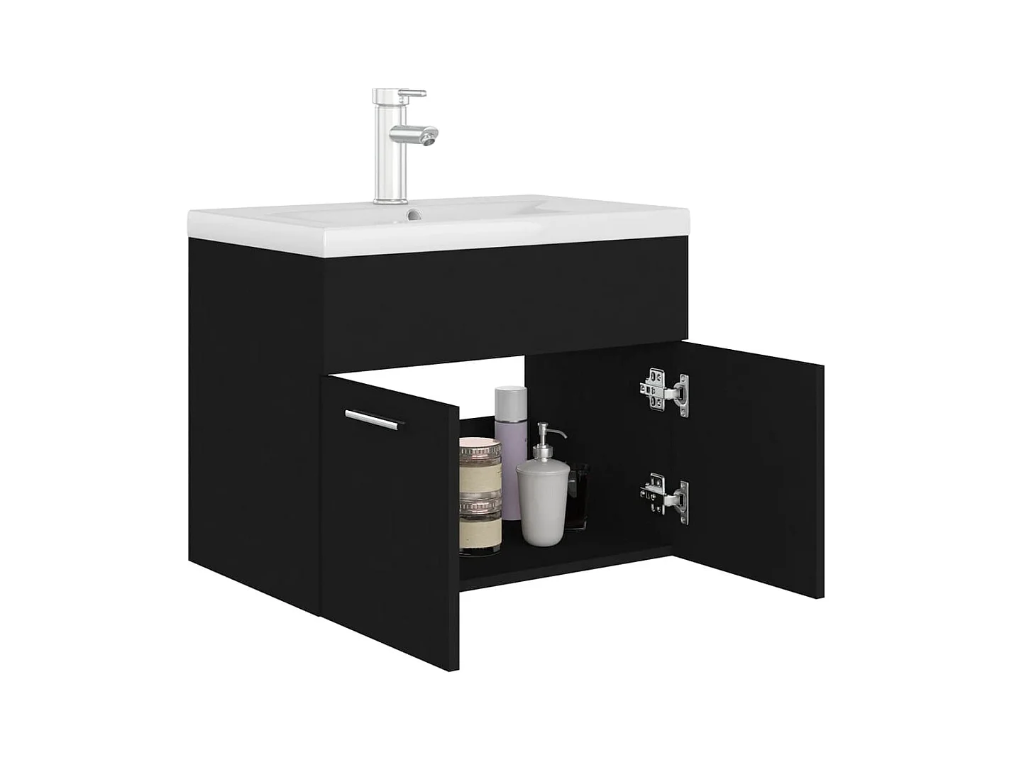 Spoelbakkast met geïntegreerde spoelbak Zwarte spaanplaat