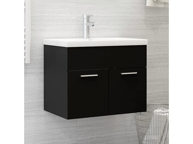 Mueble de lavabo con fregadero integrado Aglomerado negro