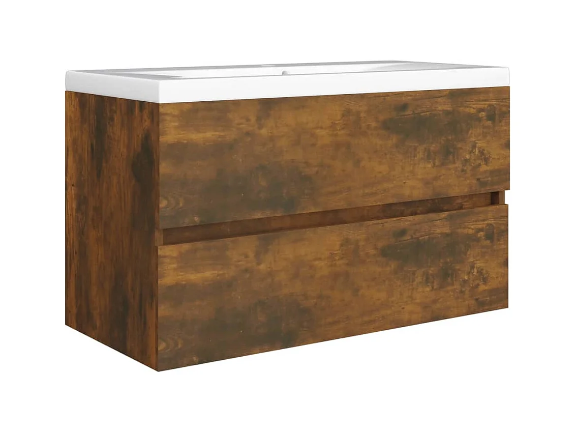 Mueble de lavabo de roble ahumado 80x38,5x45 cm Madera de ingeniería