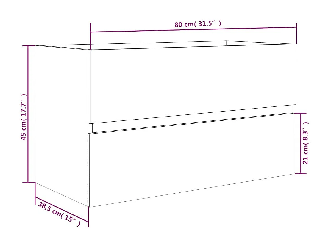 Mueble de lavabo de roble ahumado 80x38,5x45 cm Madera de ingeniería