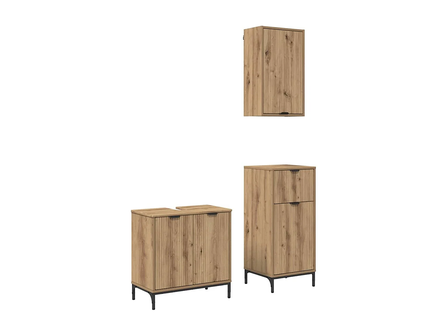 Set di mobili da bagno 3 pezzi, rovere lavorato a mano