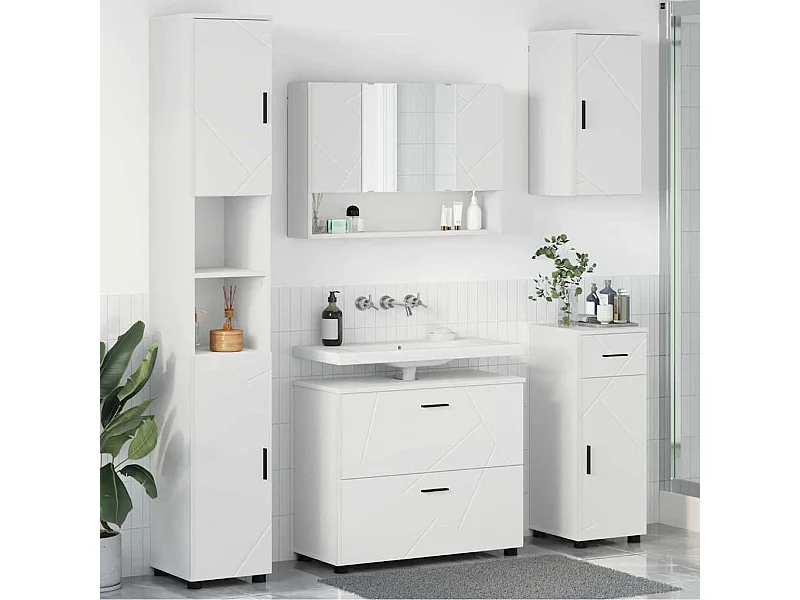 Conjunto de muebles de baño con cajón 5 piezas blanco