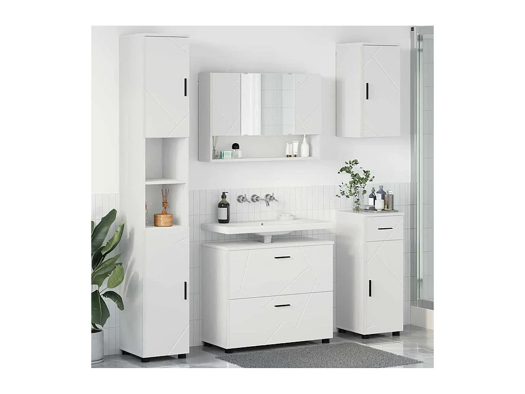 Conjunto de muebles de baño con cajón 5 piezas blanco