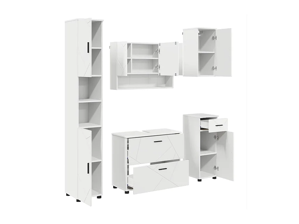 Conjunto de muebles de baño con cajón 5 piezas blanco