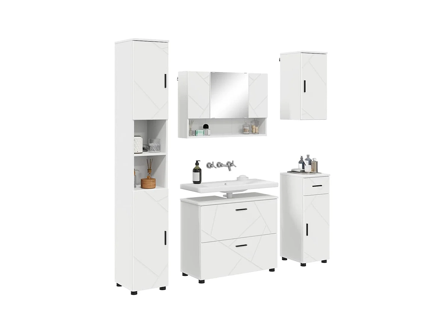 Conjunto de muebles de baño con cajón 5 piezas blanco