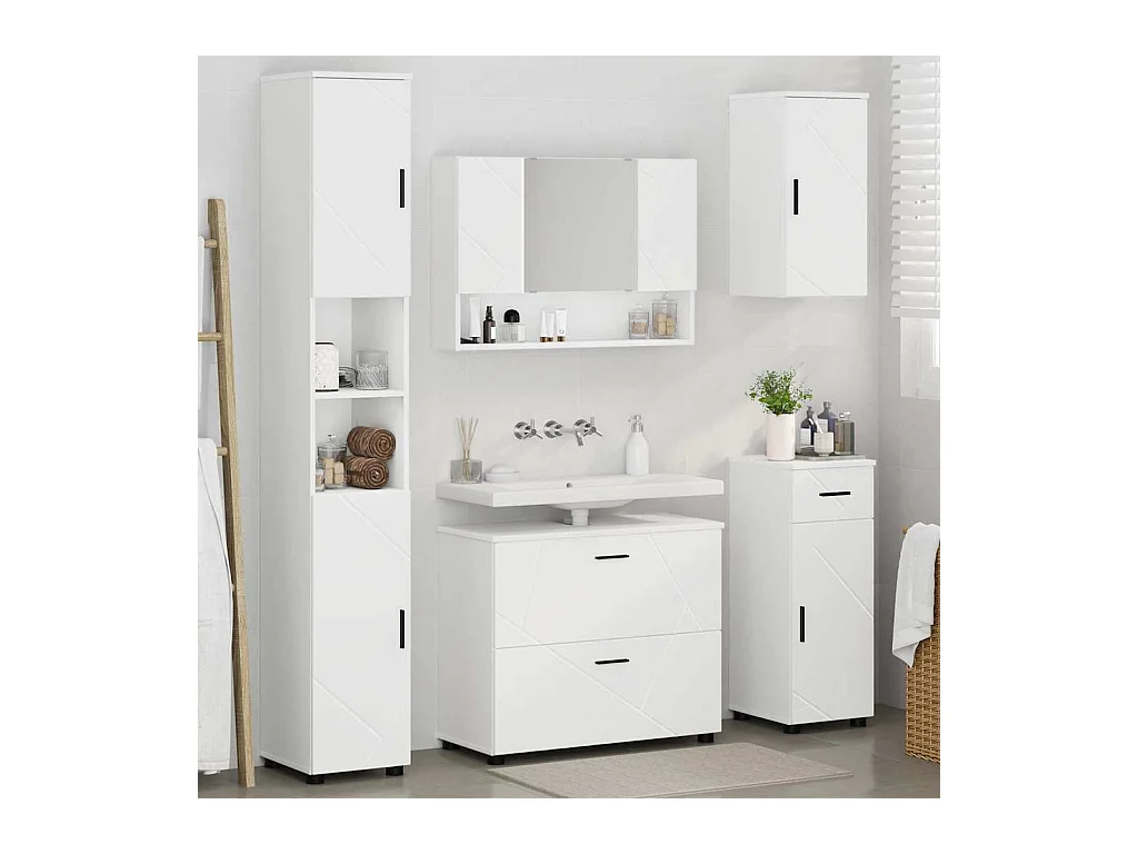 Conjunto de muebles de baño con cajón 5 piezas blanco