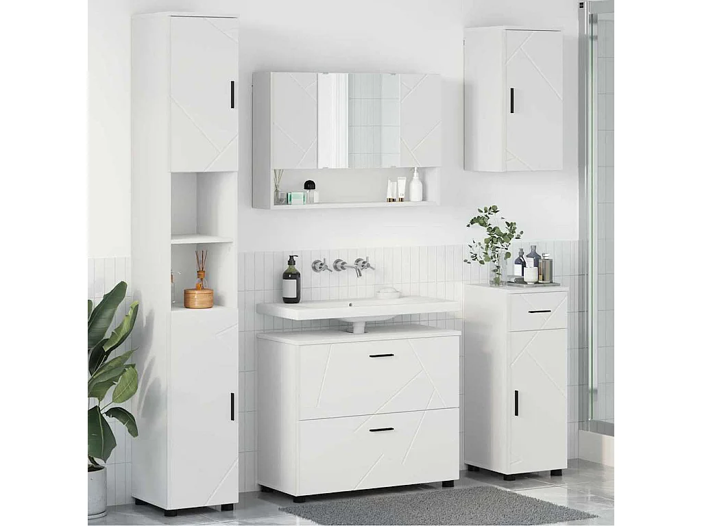 Conjunto de muebles de baño con cajón 5 piezas blanco