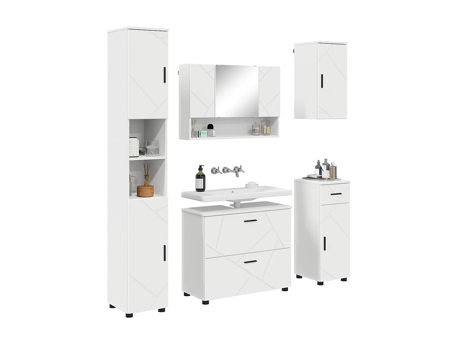 Conjunto de muebles de baño con cajón 5 piezas blanco