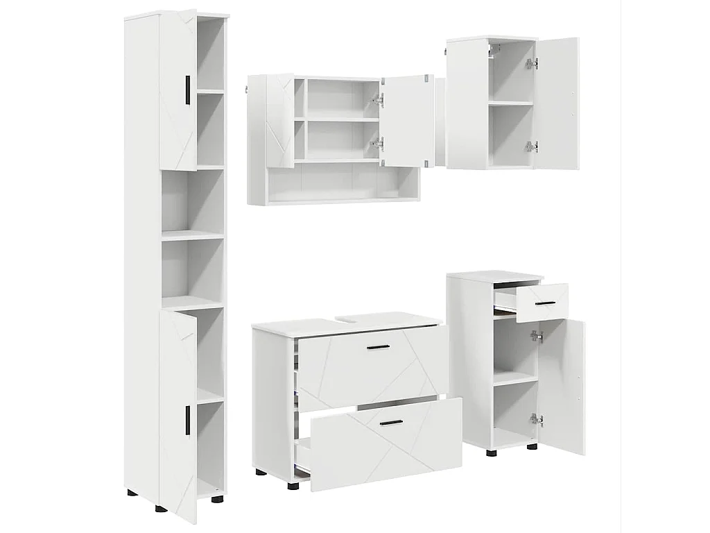 Set di mobili da bagno con cassetto 5 pezzi bianco