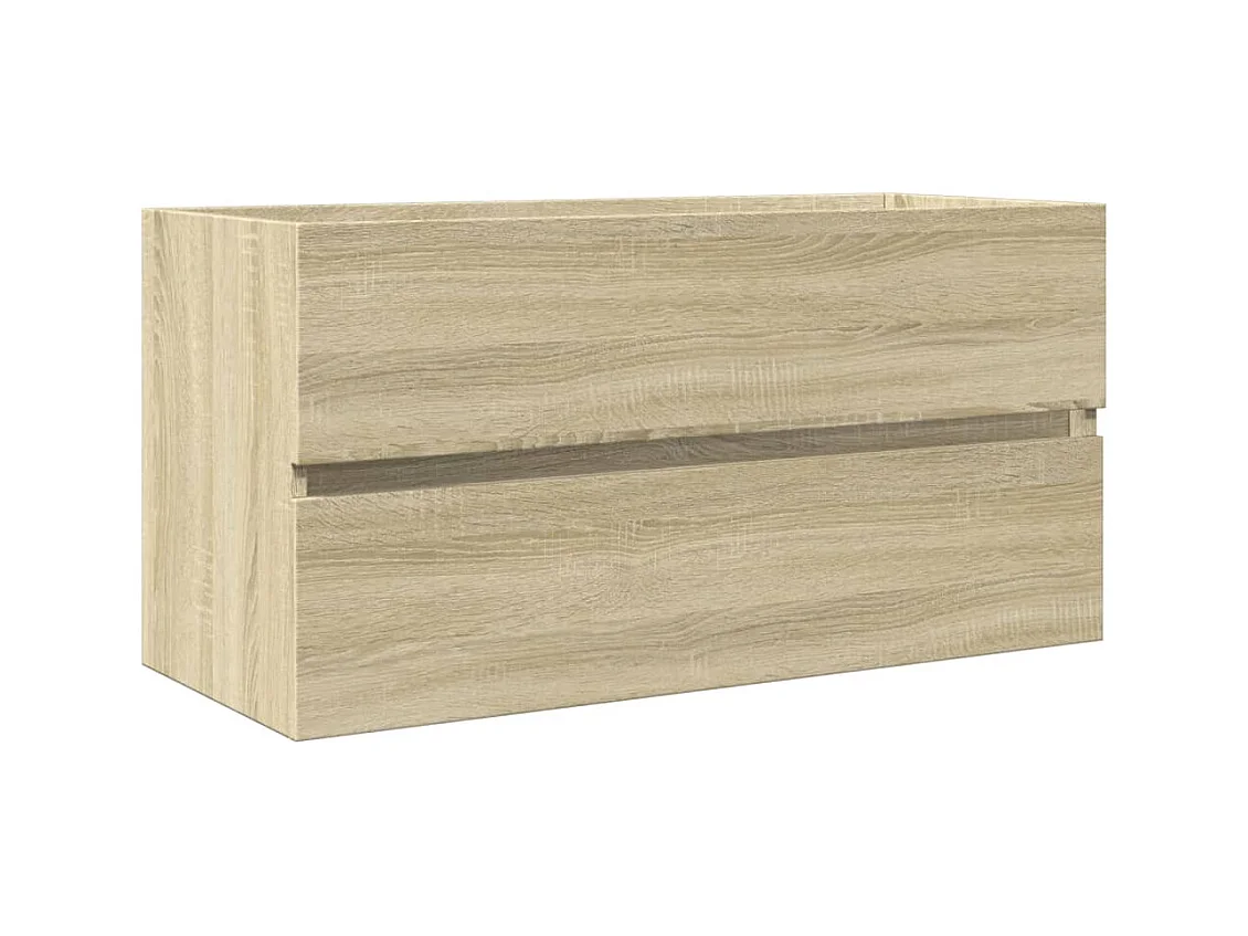 Ensemble de meubles de bain 2pcs céramique et bois d'ingénierie