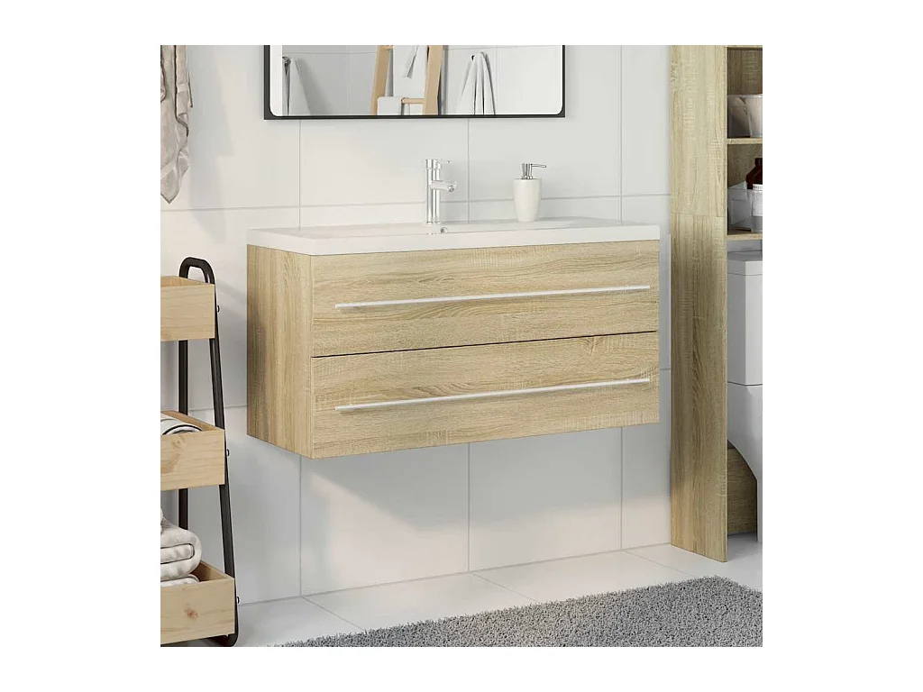 Ensemble de meubles de salle de bain 2 pcs chêne sonoma