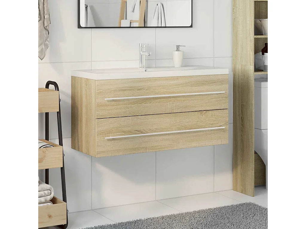 Ensemble de meubles de salle de bain 2 pcs chêne sonoma