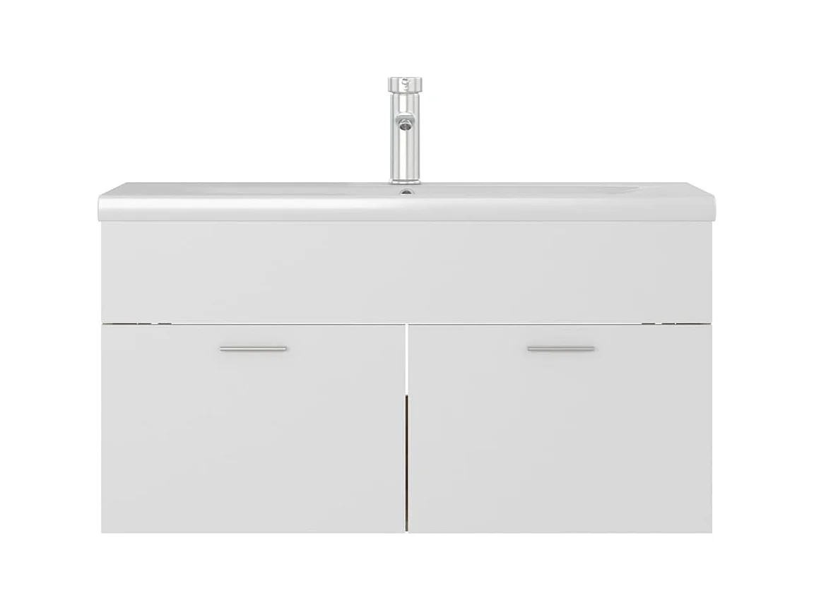 Mueble de lavabo y lavabo integrado Blanco/roble sonoma Aglomerado