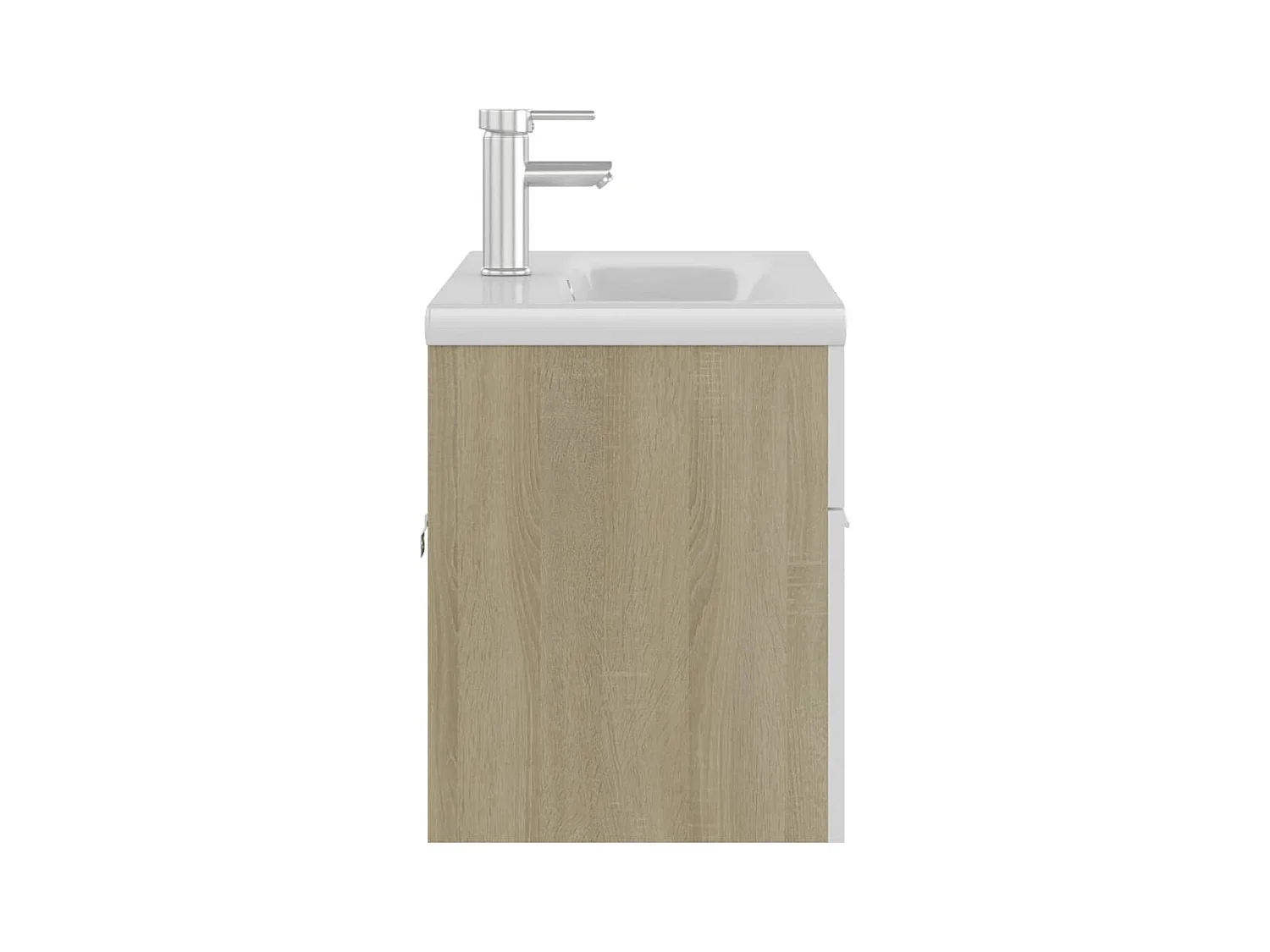 Mueble de lavabo y lavabo integrado Blanco/roble sonoma Aglomerado