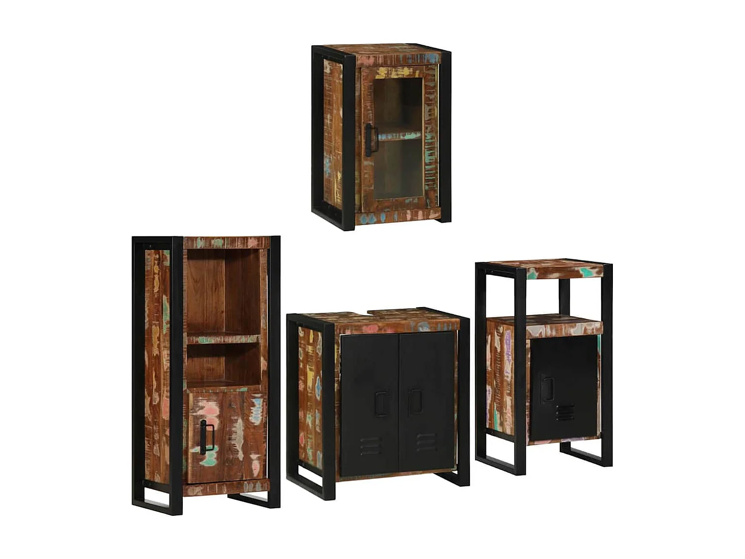 Set di mobili da bagno a parete 4 pezzi