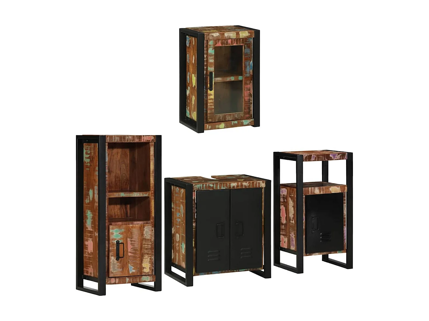 Set di mobili da bagno a parete 4 pezzi