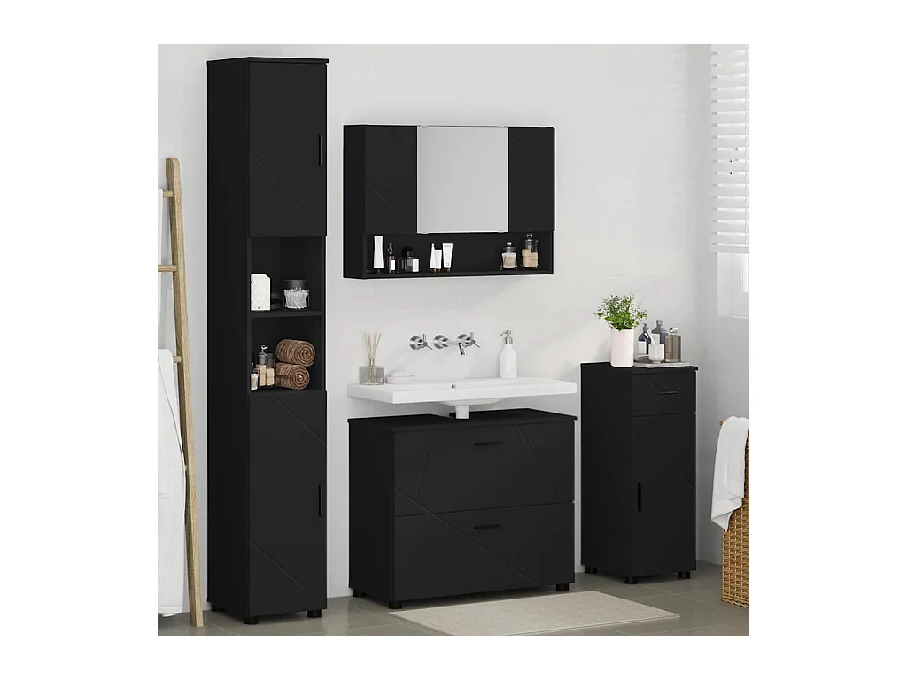 Conjunto de muebles de baño con cajón 4 piezas negro