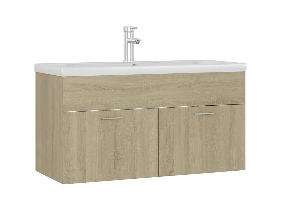 Mueble de lavabo con fregadero integrado Roble Sonoma Aglomerado