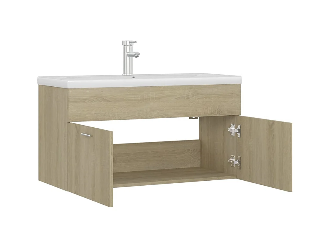 Mueble de lavabo con fregadero integrado Roble Sonoma Aglomerado
