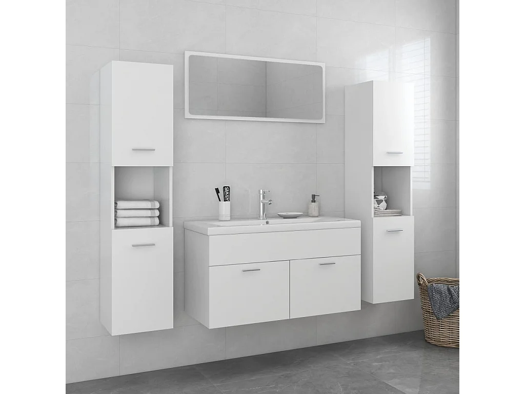 Ensemble de meubles de salle de bain Blanc Bois d'ingénierie