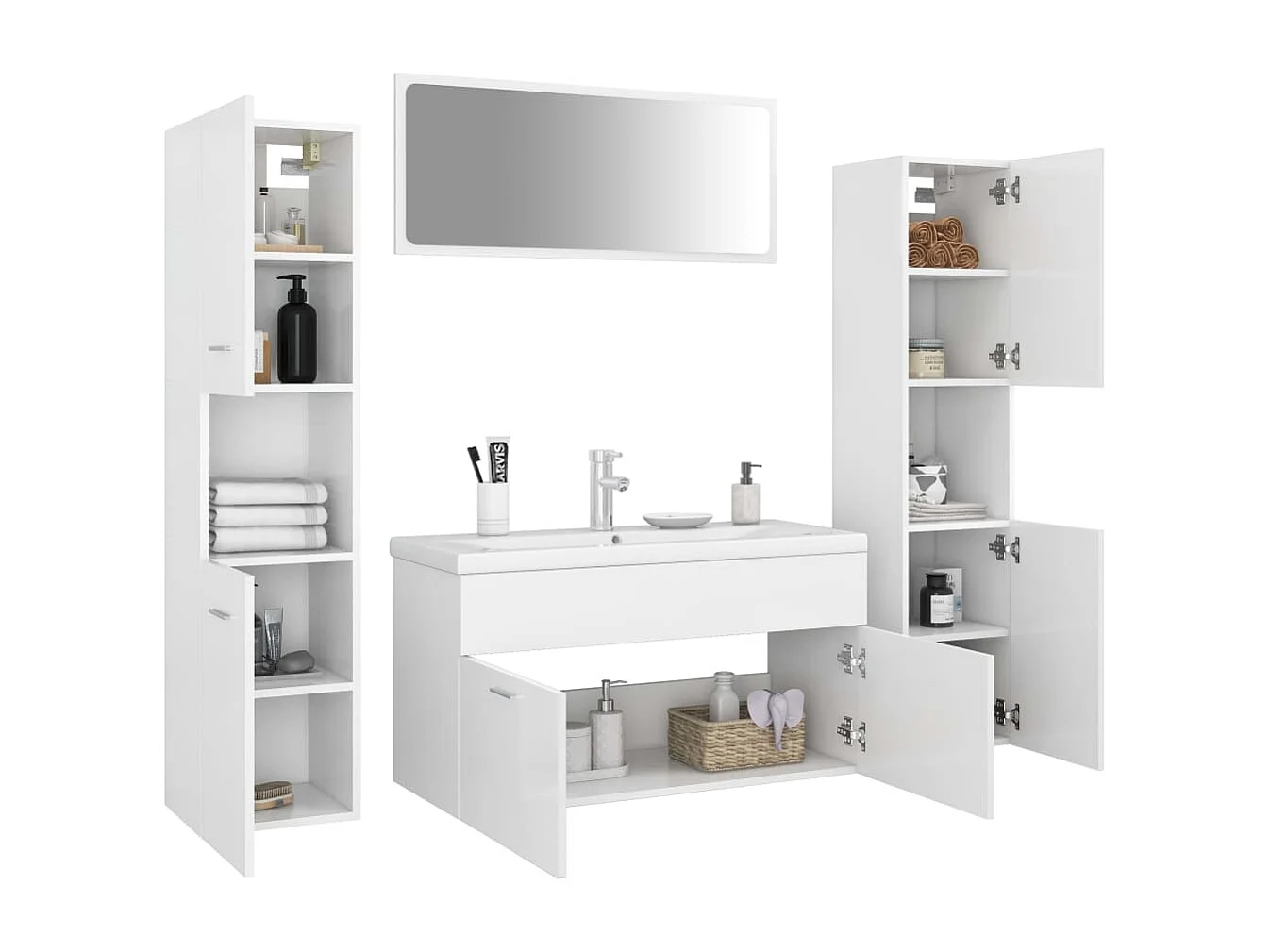 Ensemble de meubles de salle de bain Blanc Bois d'ingénierie