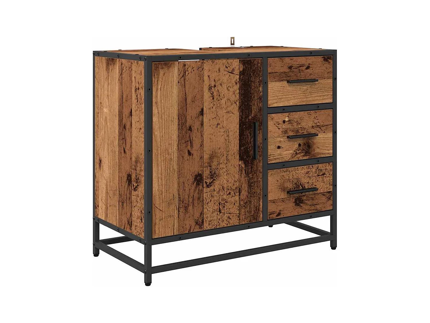 Conjunto de muebles de baño de 2 piezas en madera antigua