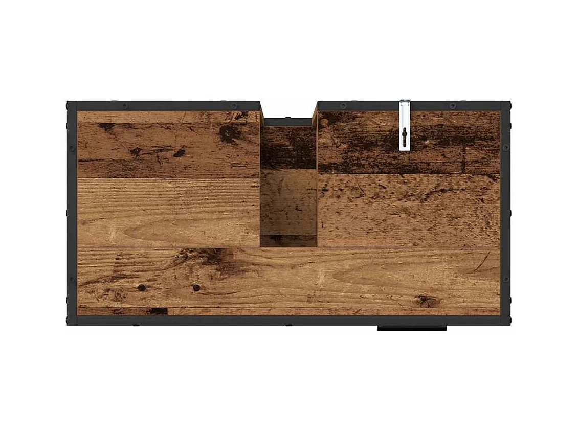 Conjunto de muebles de baño de 2 piezas en madera antigua