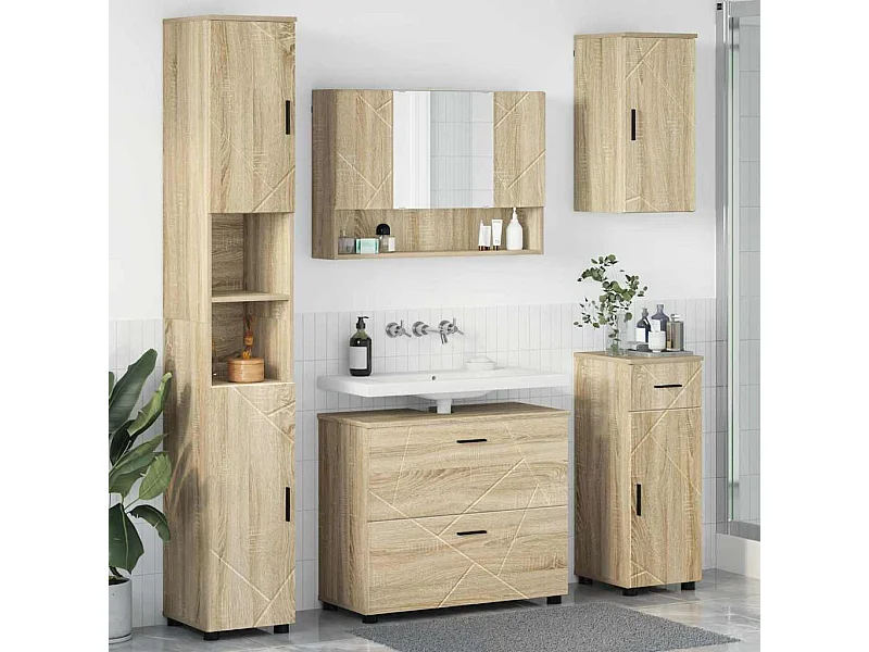 Conjunto de muebles de baño de 5 piezas roble Sonoma