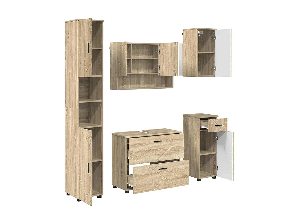 5-delige badkamermeubelset Sonoma eiken