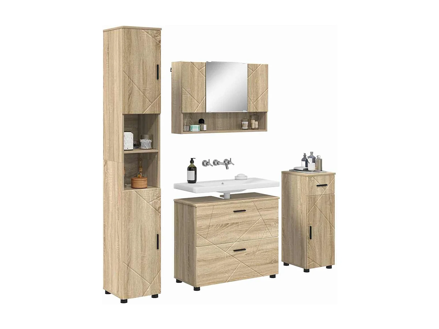 Ensemble de mobilier de salle de bain 5 pcs Chêne sonoma