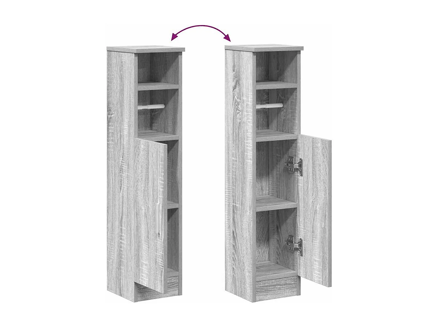 Meuble de salle de bain avec porte-rouleau sonoma gris