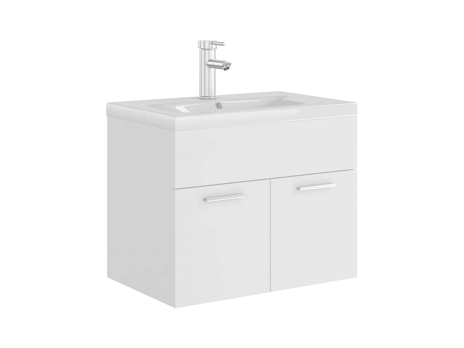 Mueble de lavabo con fregadero integrado Aglomerado blanco