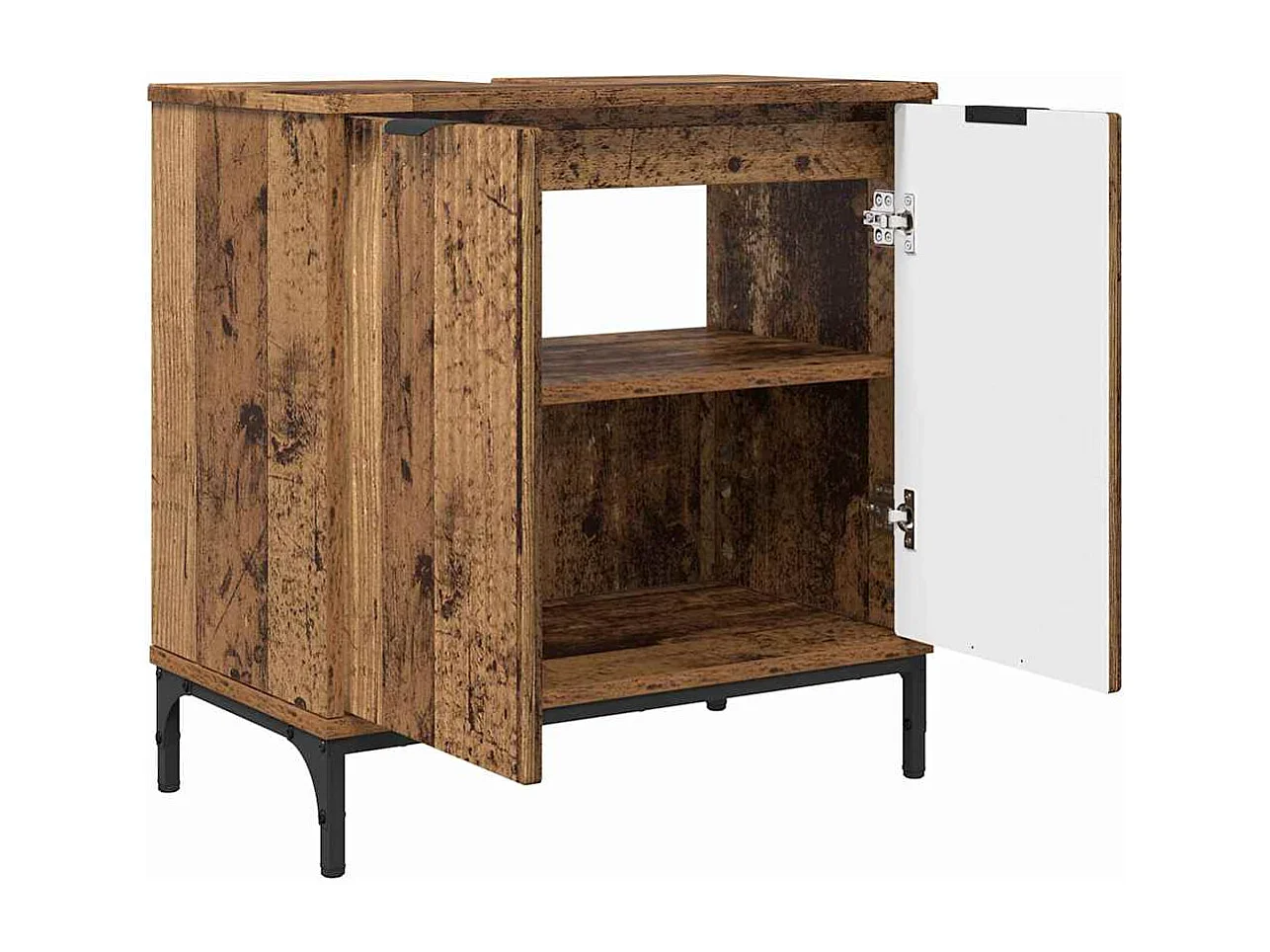 Set di mobili da bagno a quadri da 3 pezzi in legno anticato