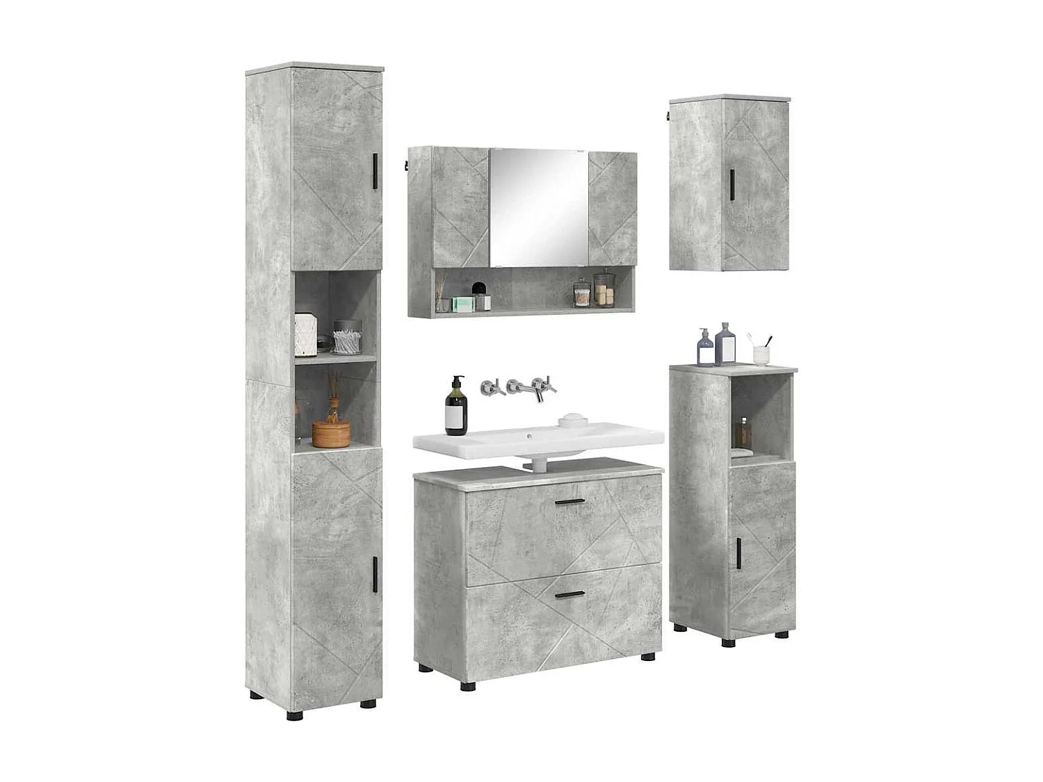 Conjunto de muebles de baño de 5 piezas Gris hormigón