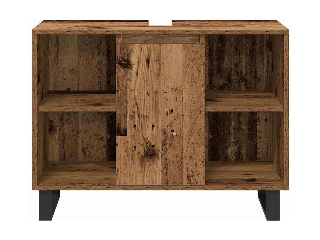 Set di mobili da bagno con anta 3 pezzi Marrone