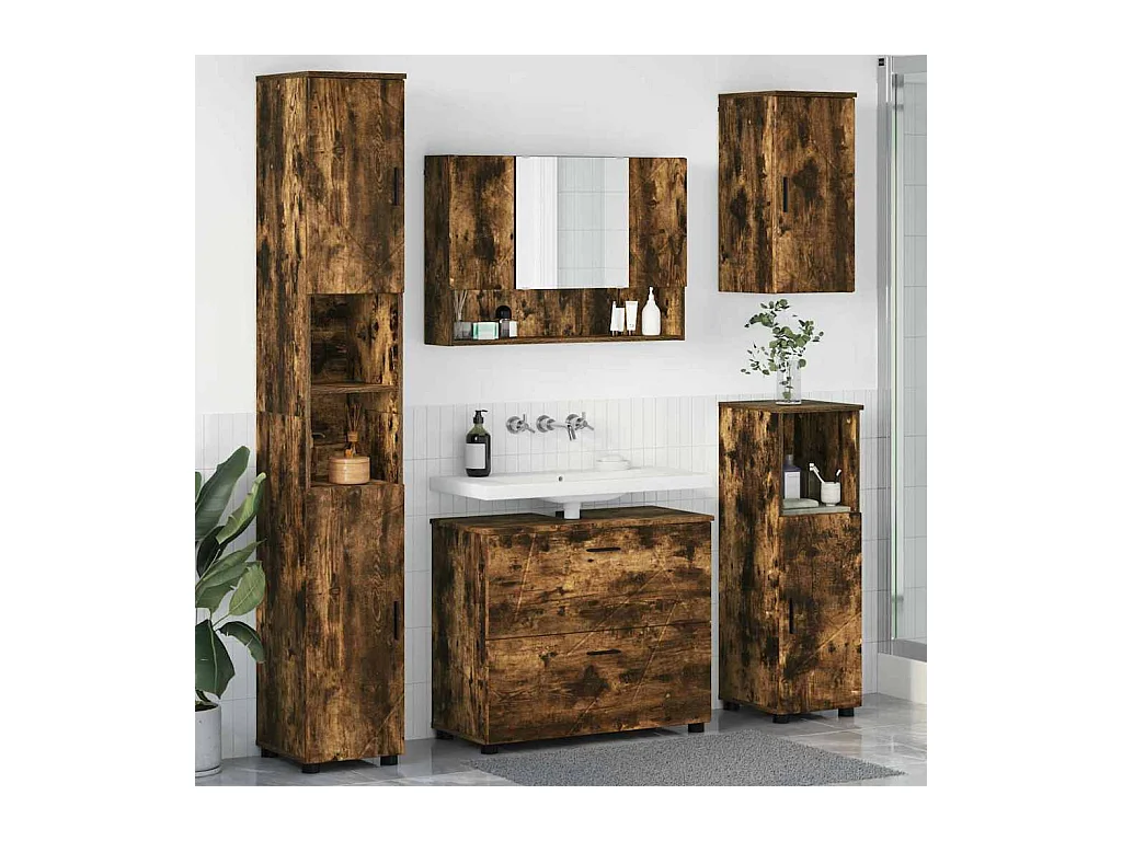 5-delige badkamermeubelset Gerookt Eiken