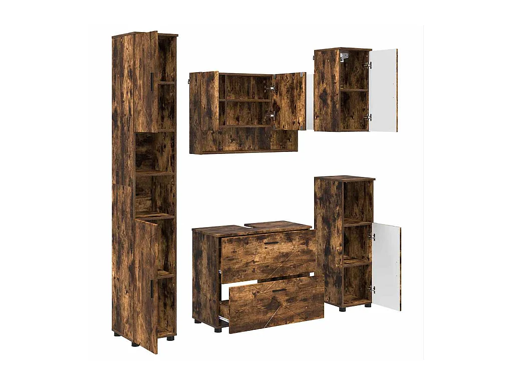 5-delige badkamermeubelset Gerookt Eiken